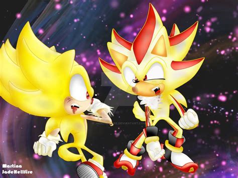 Super Sonic Vs Super Shadow By Jadehellfire On Deviantart