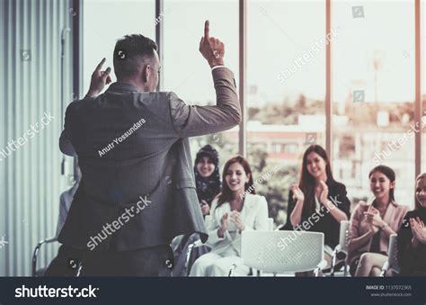 Strong Motive Business Manager Giving Powerful Stock Photo 1137072365