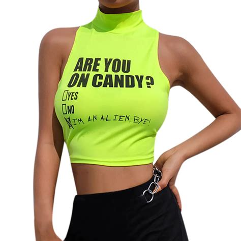 fashion tank tops women sexy letter print short tank top turtleneck sports casual crop top ropa