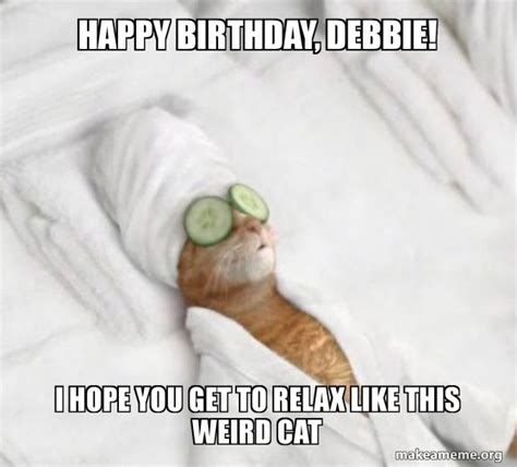 Happy Birthday Debbie I Hope You Get To Relax Like This Weird Cat