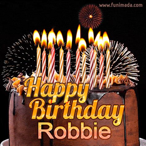 Chocolate Happy Birthday Cake For Robbie GIF Download On Funimada Com