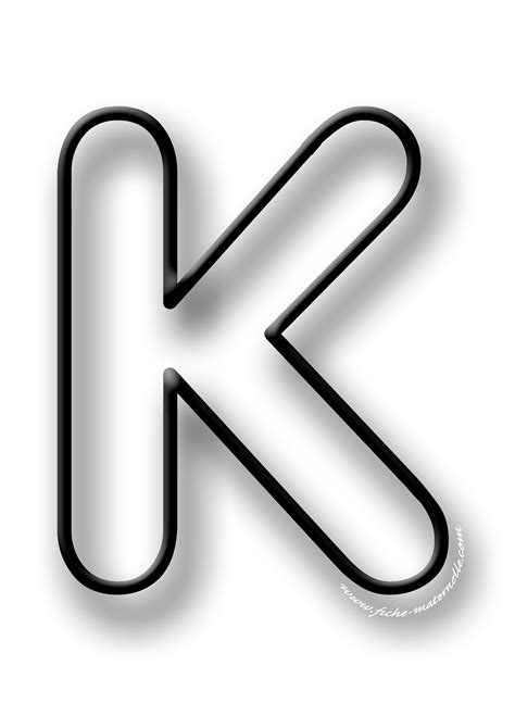 the letter k is shown in black and white