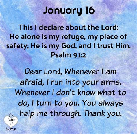 January 16 Psalm 912 Peace Bible Verse Daily Spiritual Quotes
