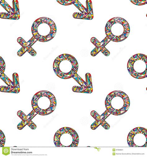 Vector Abstract Male And Female Gender Signs Pattern Hand