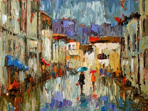 Landscape Artists International Original Cityscape Impressionism Rainy