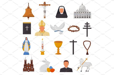Christian Icons Vector Christianity Religion Signs And Religious