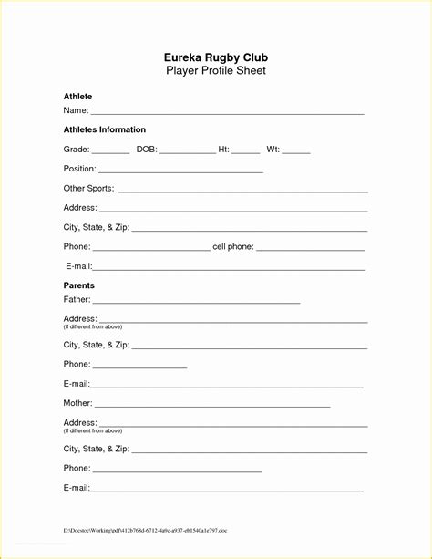 Athlete Profile Template Free Of 28 Of Athlete Info Sheet Template