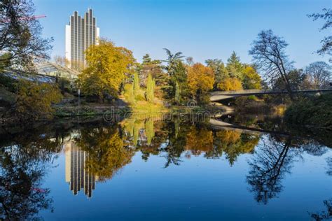 Autumn In Hamburg Park With Lake Reflection Stock Image Image Of