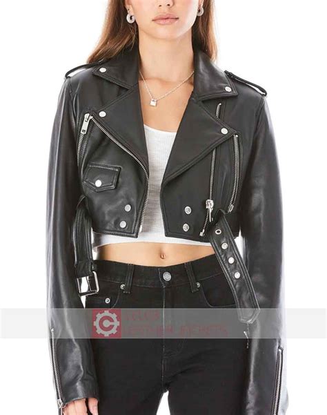 Womens Cropped Black Leather Jacket 218w Schott Jacket