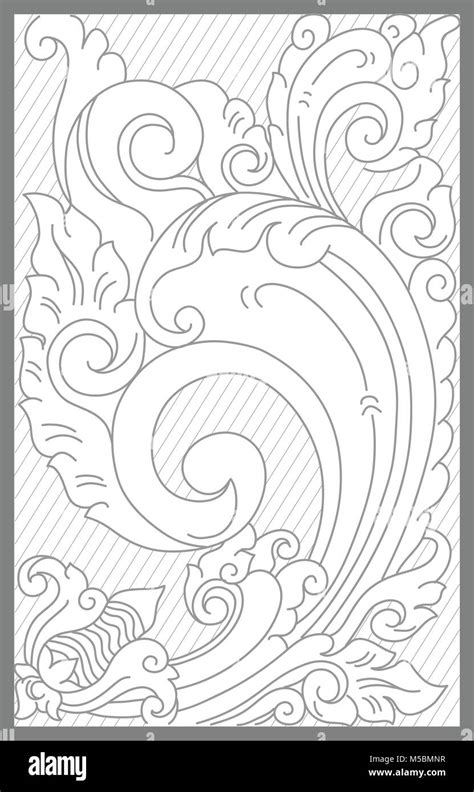 Bali Indonesia Wood Carving Floral Stock Vector Images Alamy