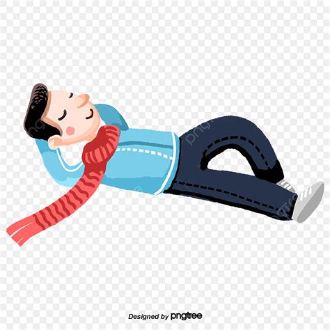A Boy Lying On The Ground In The Sun Character Leisure Time Cartoon