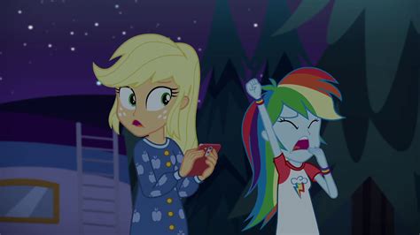 Safe Screencap Applejack Rainbow Dash Equestria Girls