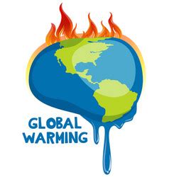 Global Warming Poster With Earth On Fire Vector Image
