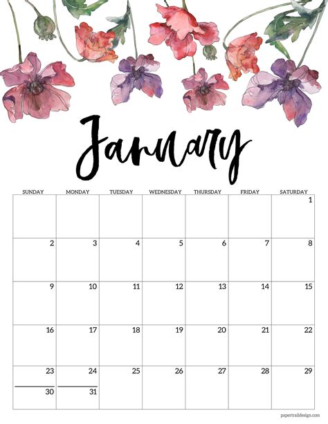 Printable Calendars January 2022