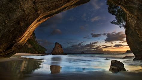 Cathedral Cove New Zealand Wallpaper Backiee
