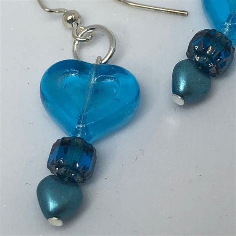 On Sale Turquoise Glass Heart Earrings Imported Beads Etsy In