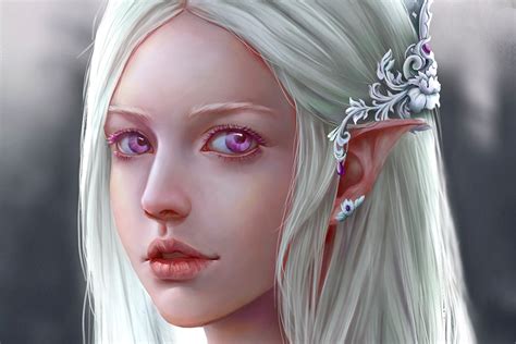 fantasy elf with violet eyes