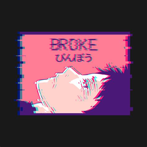 Broke Sad Anime Boy Vaporwave Otaku Weeb Kanji Eboy Crewneck