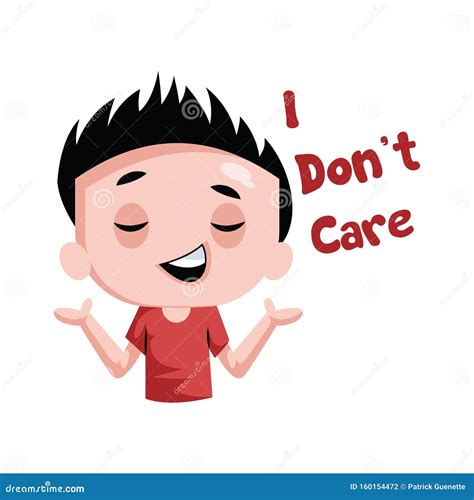 White Boy Saying I Don`t Care Vector Illustration On A Stock Vector