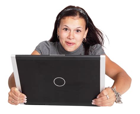 Happy Girl Using Laptop Transparent Png Png Mart
