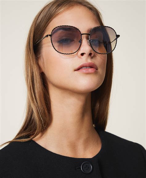 Round Sunglasses Woman Black Twinset Milano