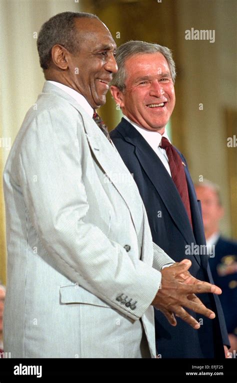 Us President George W Bush Shares A Laugh With Comedian Bill Cosby