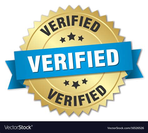 Verified 3d Gold Badge With Blue Ribbon Royalty Free Vector
