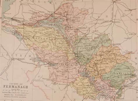 1881 Antique Colour Map Of The County Of Fermanagh In 2021 Map