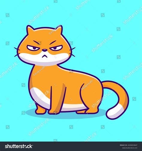 Cute Angry Cat Cartoon Vector Icon Stock Vector Royalty Free