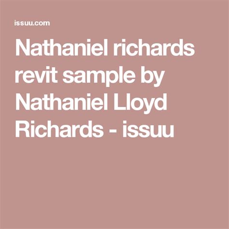 Nathaniel Richards Revit Sample By Nathaniel Lloyd Richards Issuu