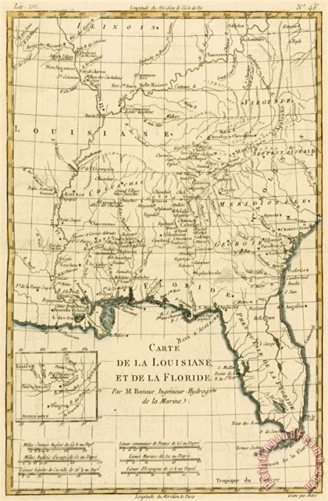 Guillaume Raynal Antique Map Of Louisiana And Florida Painting