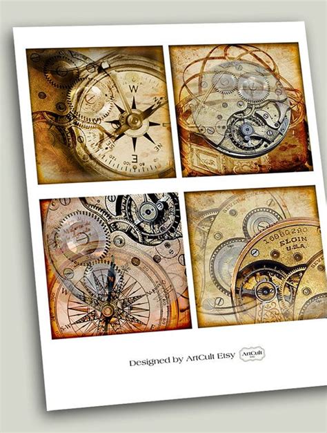 4x4 Inch Printable Images Wheels Of Time Steampunk Style Etsy In 2022