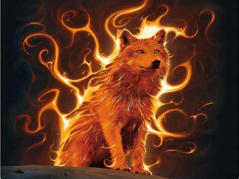 Download A Magnificent Fire And Water Wolf Against A Backdrop Of