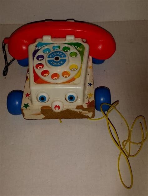 Vintage Fisher Price Wooden Pull Chatter Telephone Toy 1960s