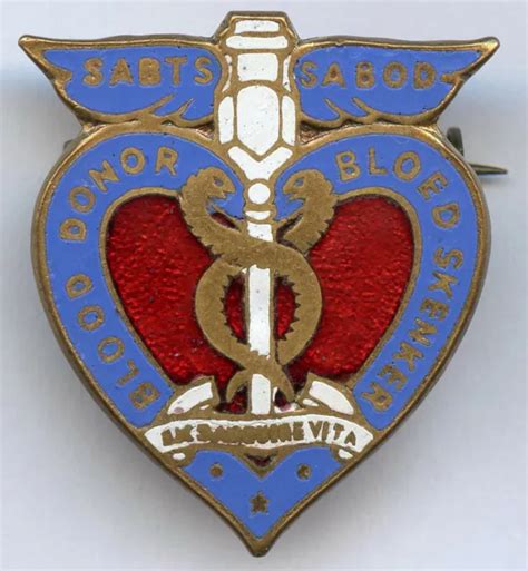 South African Blood Transfusion Service Sabts Blood Donor Vintage Badge
