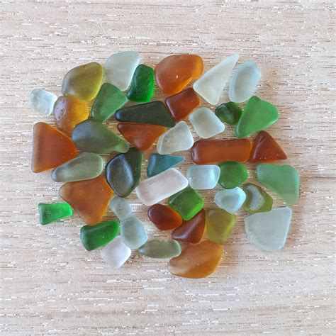 40 Green Beach Glass Pebbled Small Real Natural Authentic Genuine Sea