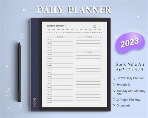 Boox Note Templates 2023 Daily Planner Boox Note 2023 Etsy Uk