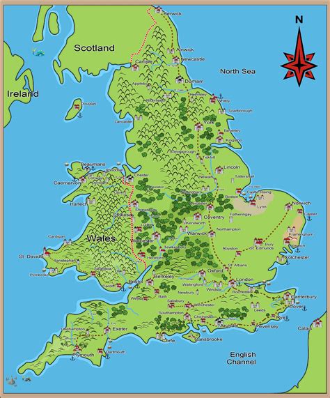 Plan your trip around england with interactive travel maps. Fantasy style map of Medieval England and Wales ...