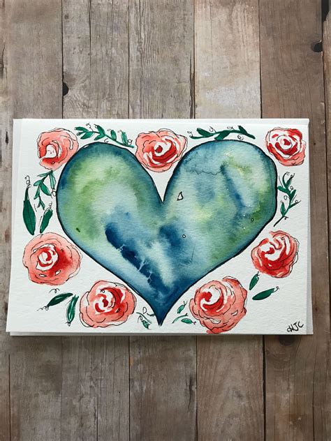 Valentine Card Watercolor Valentine Card Hand Painted Etsy