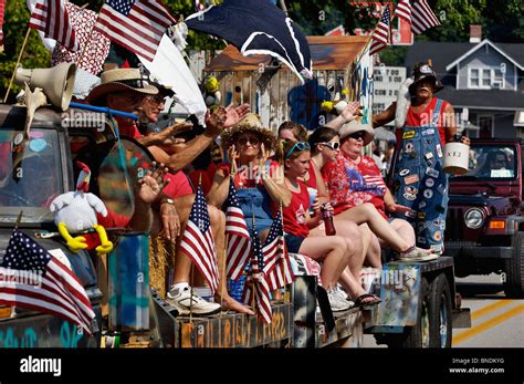 Hillbilly Float In Oldest Continuous Independence Day Parade In America In New Pekin Indiana