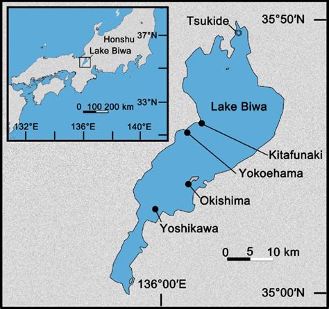 Map Of Lake Biwa Showing Five Sampling Localities Double Circle