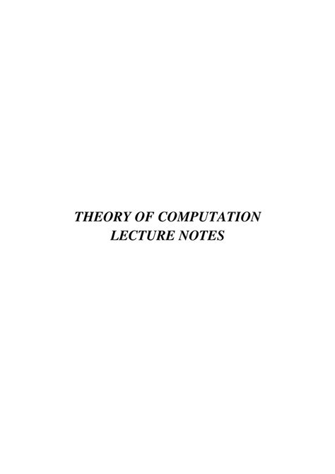 Lectures Notes On Theory Of Computation Theory Of Computation Lecture