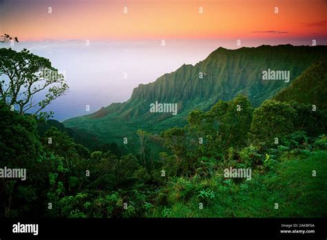 Landscape Of Kalalau Valley At Sunset Na Pali Coast Kauai Hawaii