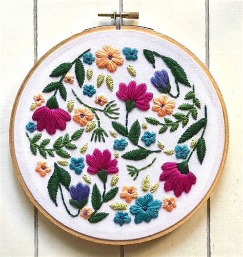 Hand Embroidery Kit Plus PDF Pattern Wildflowers PDF Pattern Flower