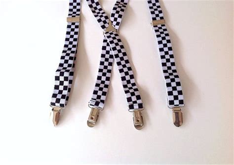Suspenders Vintage Black White Check Checkered Chess Board Etsy
