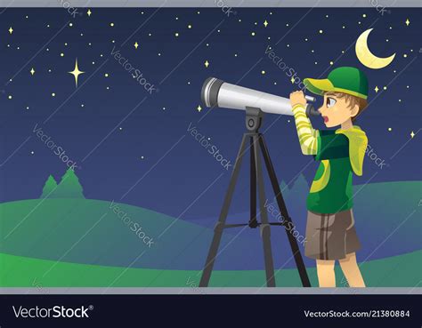 Looking At Stars With Telescope Royalty Free Vector Image