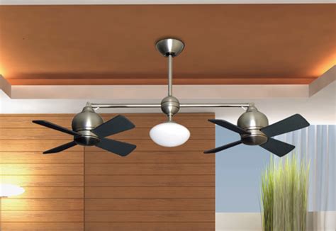 24 Metropolitan Dual Ceiling Fan With Light In Satin Steel Dans Fan