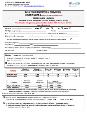 Fillable Online Bulletin Dinscription Individuel Hospitaliers Mesures