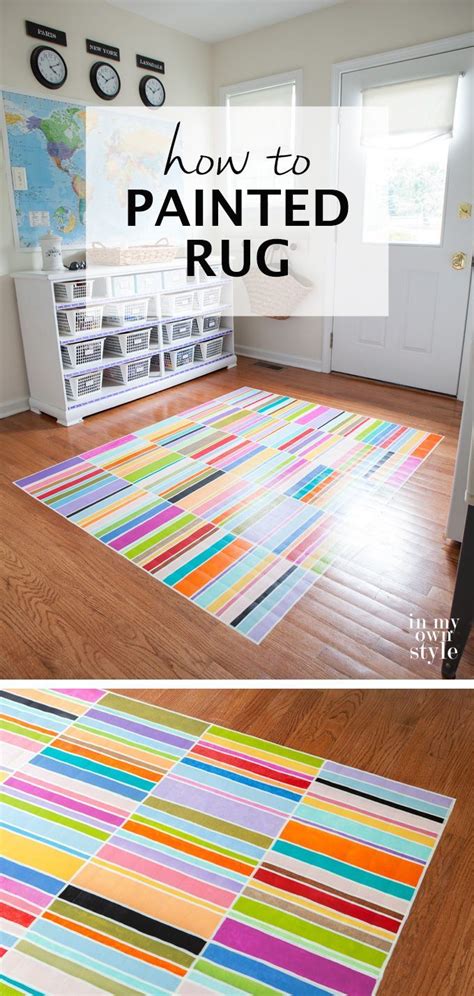 How To Paint A Rug On A Hardwood Floor Painted Rug Diy Hanging