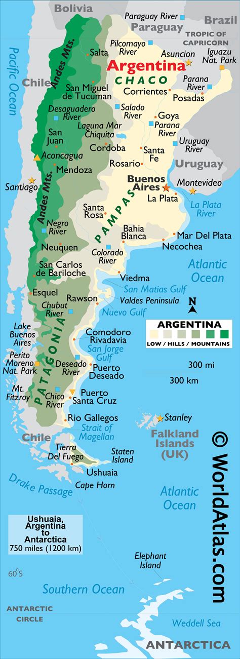Much of argentina is a green zone, with a few hot spots in red. Argentina Map Latitude